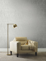 Liquid Metal Silver Wallpaper with Textured Metallic Abstract Motif - York KT2133