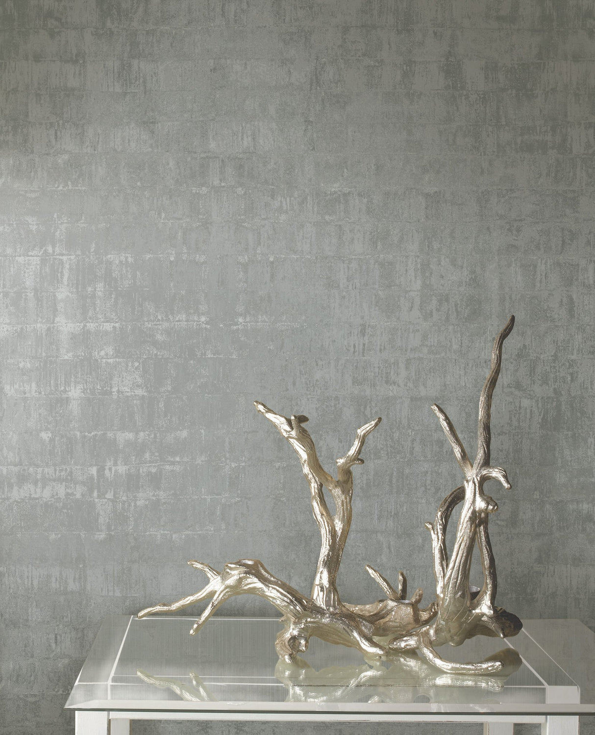Liquid Metal Silver Wallpaper with Textured Metallic Abstract Motif - York KT2133