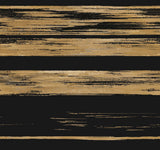 Horizontal Dry Brush Black & Gold Wallpaper with Metallic Brushstroke Stripes - York KT2151