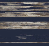 Horizontal Dry Brush Navy Wallpaper with Painterly Stripes - York KT2154