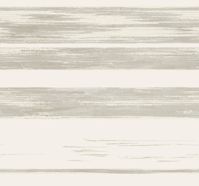 Horizontal Dry Brush White & Grey Wallpaper with Striped Painterly Brushstroke Pattern - York KT2155