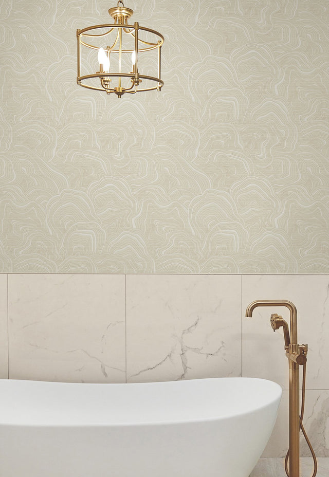 Geodes Cream Wallpaper with Layered Geometric Stone Motif - York KT2161