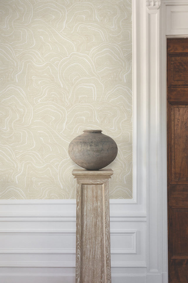 Geodes Cream Wallpaper with Layered Geometric Stone Motif - York KT2161