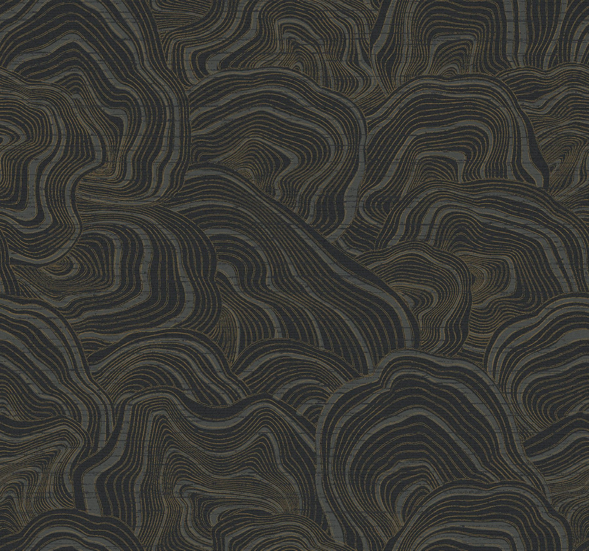 Geodes Black Wallpaper with Metallic Raised Ink Bohemian Eclectic Pattern - York KT2162