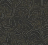 Geodes Black Wallpaper with Metallic Raised Ink Bohemian Eclectic Pattern - York KT2162