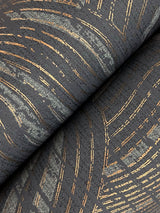 Geodes Black Wallpaper with Metallic Raised Ink Bohemian Eclectic Pattern - York KT2162