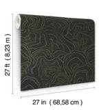 Geodes Black Wallpaper with Metallic Raised Ink Bohemian Eclectic Pattern - York KT2162