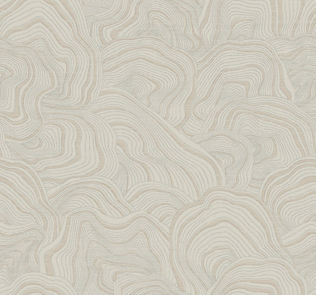 Geodes Taupe Wallpaper with Metallic Raised-Ink Geode Pattern - York KT2164