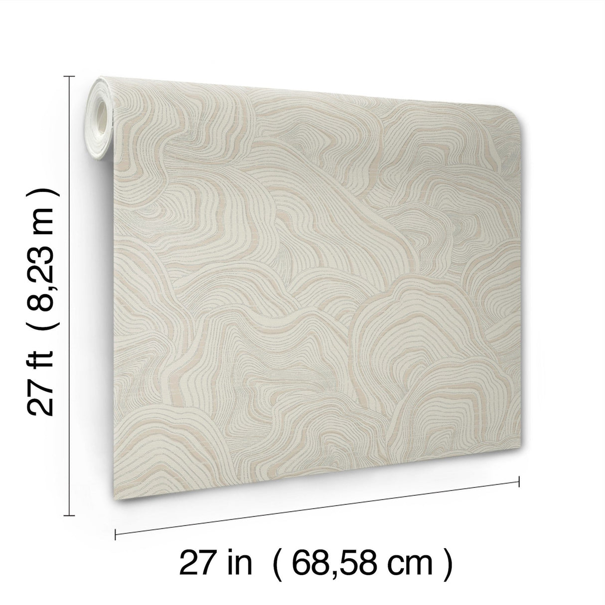 Geodes Taupe Wallpaper with Metallic Raised-Ink Geode Pattern - York KT2164