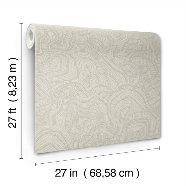 Geodes Taupe Wallpaper with Metallic Raised-Ink Geode Pattern - York KT2164