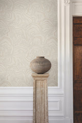 Geodes Taupe Wallpaper with Metallic Raised-Ink Geode Pattern - York KT2164