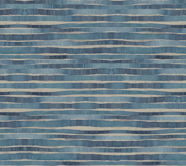Dreamscapes Blue Textured Horizontal Stripe Wallpaper - York KT2181