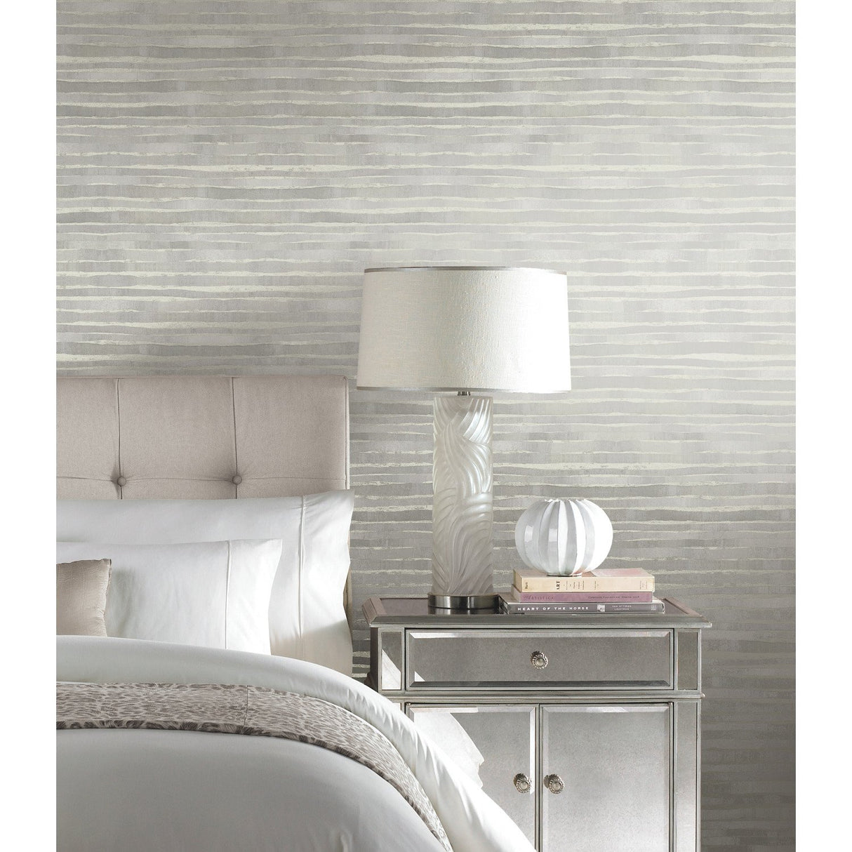 Dreamscapes Grey Textured Horizontal Stripe Wallpaper - York KT2182