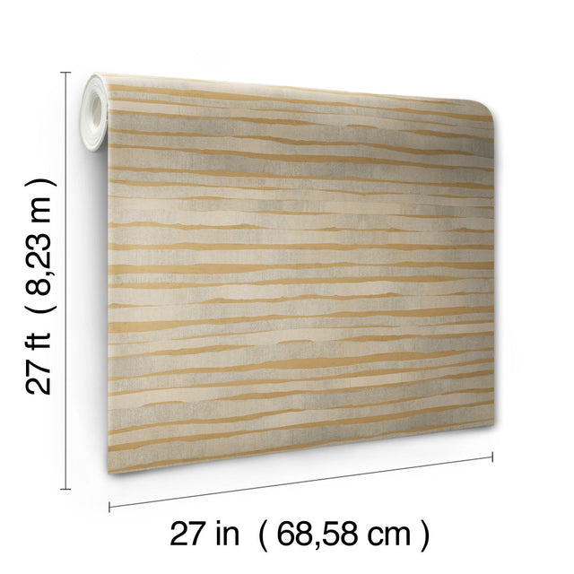 Dreamscapes Gold Textured Horizontal Stripe Wallpaper - York KT2186