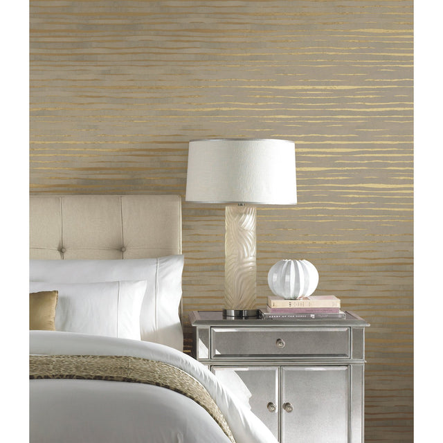 Dreamscapes Gold Textured Horizontal Stripe Wallpaper - York KT2186