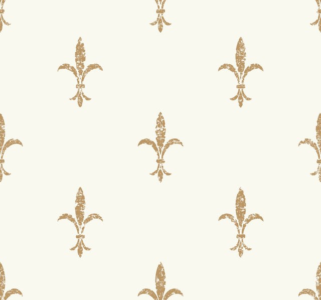 Fleur De Lis White & Gold Wallpaper