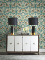 Jungle Leopard Taupe Wallpaper with Traditional Acanthus Leaf Motif - York KT2206