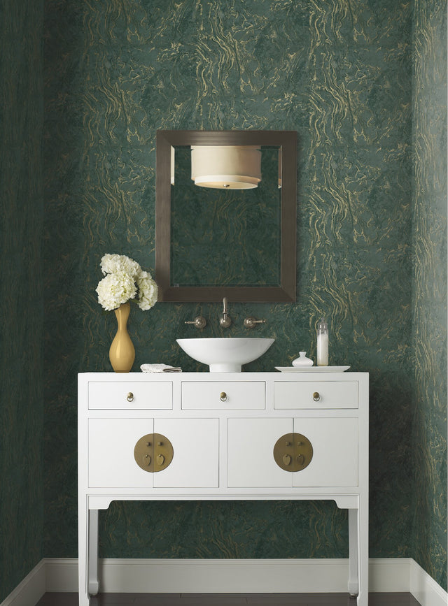 Polished Marble Green Wallpaper with Modern Marble Pattern - York KT2222