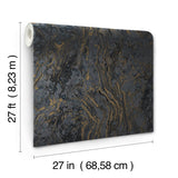 Polished Marble Black Wallpaper with Modern Marble Veining - York KT2224