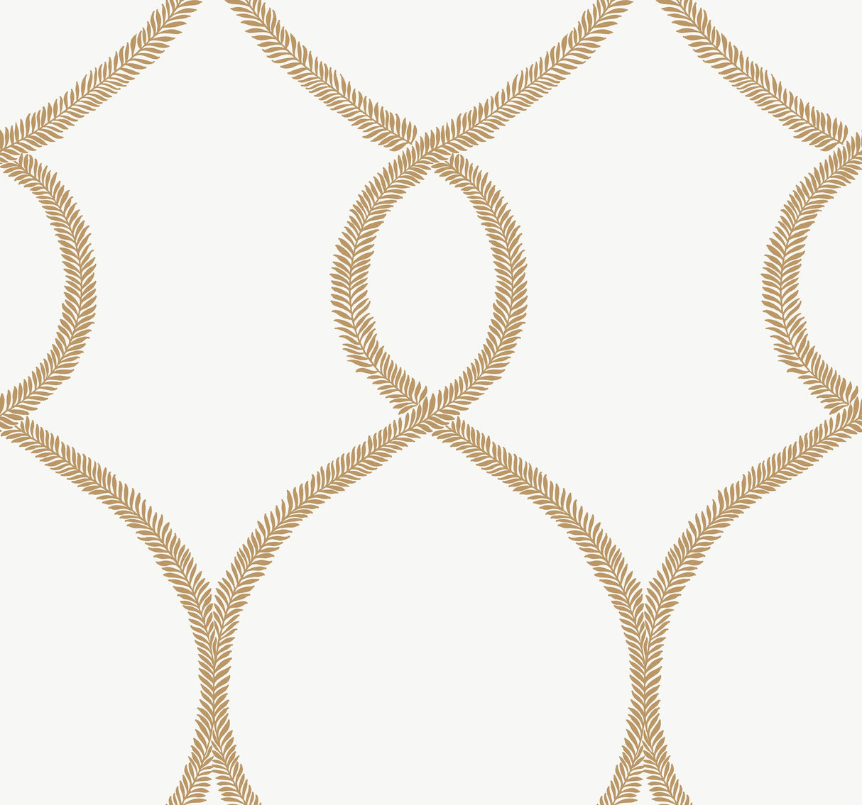 Laurel Leaf Ogee Gold Wallpaper with Trellis & Lattice Pattern - York KT2234