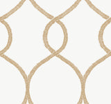 Laurel Leaf Ogee Gold Wallpaper with Trellis & Lattice Pattern - York KT2234