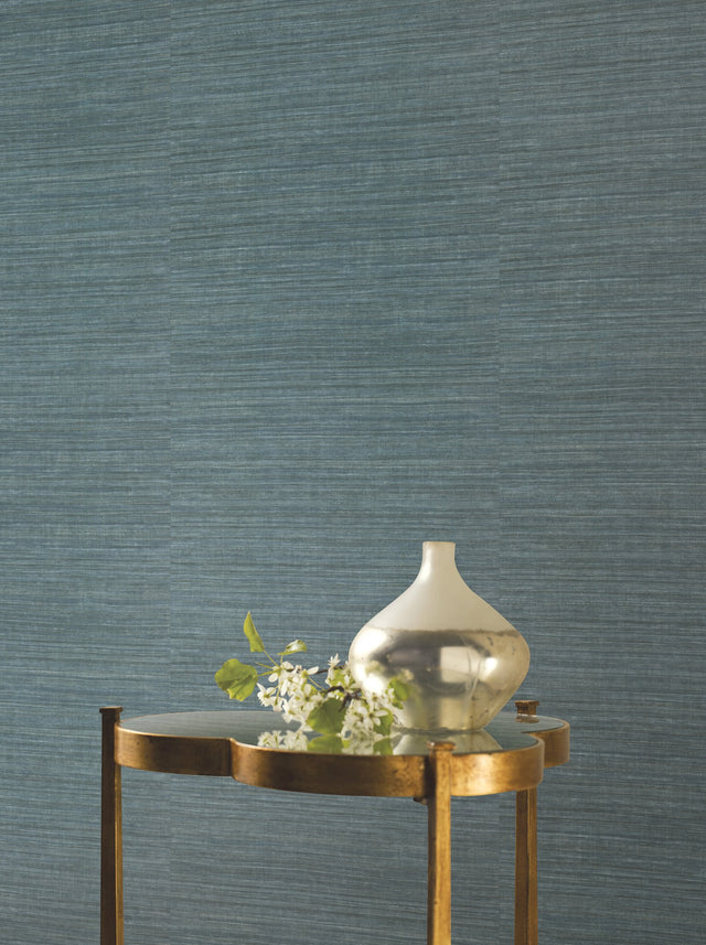 Silk Elegance Dark Blue Wallpaper with Textured Raw Silk Weave - York KT2253N