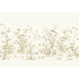 Flowering Vine Chino White Wall Mural with Chinoiserie Botanical Birds Pattern - York KT2262M
