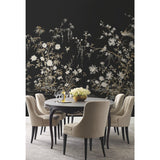 Flowering Vine Chino Black Wall Mural with Chinoiserie Botanical and Birds Motif - York KT2264M