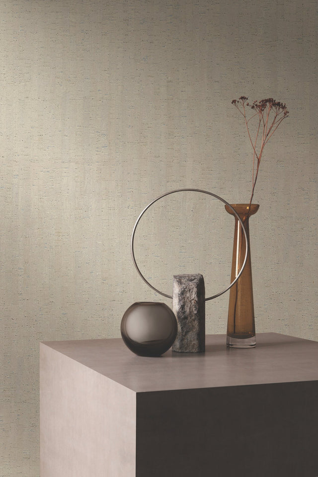 Plain Bamboo White Textured Cork Wallpaper - York LC7143