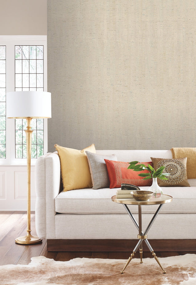Plain Bamboo White Textured Cork Wallpaper - York LC7143