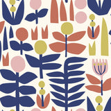 A Bit of Folk Red Peel & Stick Wallpaper with Whimsical Botanical Floral Pattern - NuWallpaper LDS4577SAM