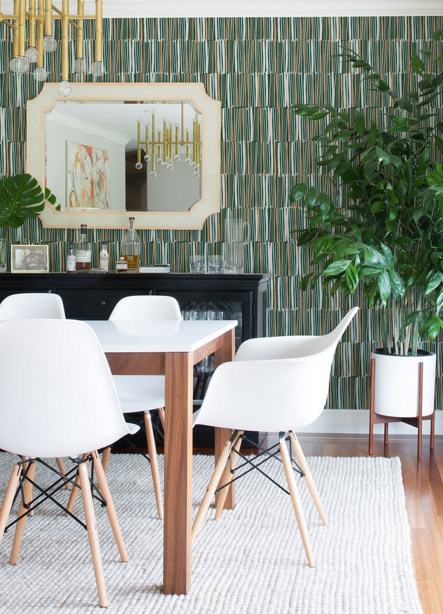 Thistle Green Abstract Brushstroke Peel & Stick Wallpaper with Distressed Texture - NuWallpaper LDS4580