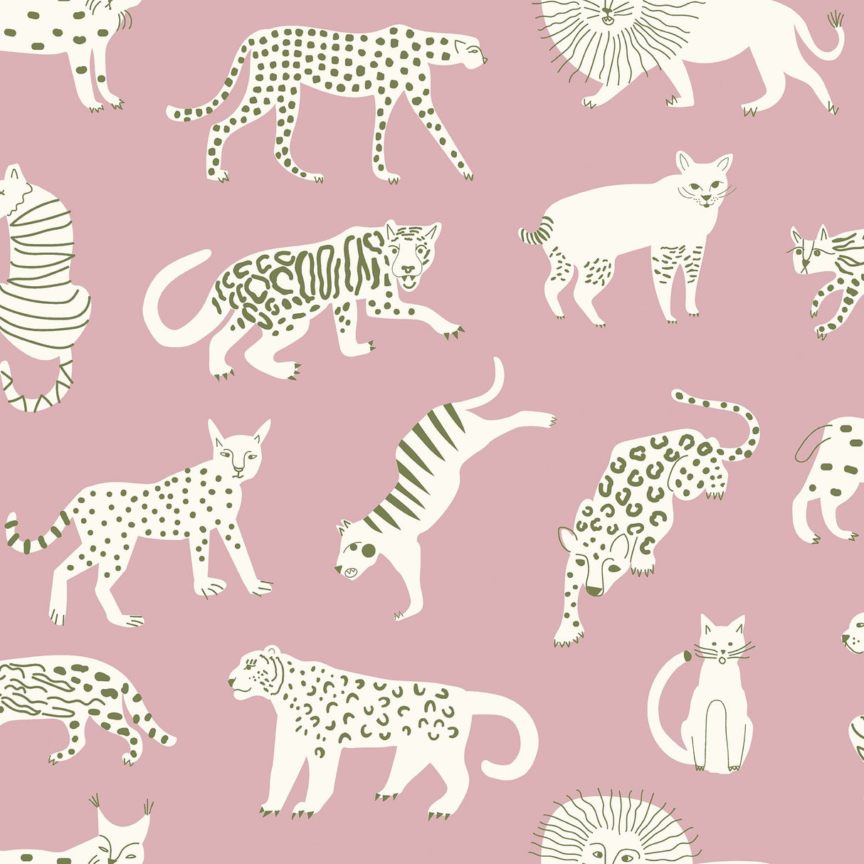 Kitty Kitty Pink Peel & Stick Wallpaper with Whimsical Novelty Cat Pattern - NuWallpaper LDS4583