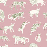 Kitty Kitty Pink Peel & Stick Wallpaper with Whimsical Novelty Cat Pattern - NuWallpaper LDS4583