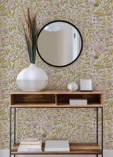 Marigold Forest Yellow Peel & Stick Wallpaper with Bohemian Botanical Floral Pattern - Brewster LDS4587