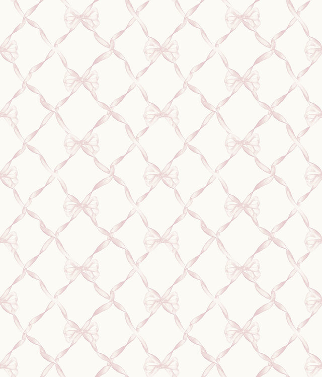 Baby Bow Pink Jam Peel & Stick Wallpaper with Whimsical Novelty Bow Trellis - NuWallpaper LFS5012