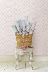 Baby Bow Pink Jam Peel & Stick Wallpaper with Whimsical Novelty Bow Trellis - NuWallpaper LFS5012