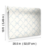 Baby Bow Dreamy Sky Peel & Stick Wallpaper with Whimsical Blue Ribbon Trellis - NuWallpaper LFS5013