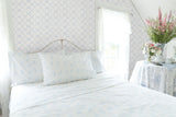 Baby Bow Dreamy Sky Peel & Stick Wallpaper with Whimsical Blue Ribbon Trellis - NuWallpaper LFS5013