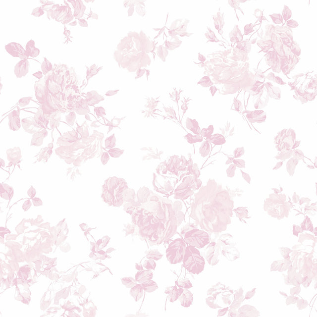 Everblooming Rosettes Faded Primrose Peel & Stick Wallpaper with Whimsical Botanical Floral Pattern - NuWallpaper LFS5016