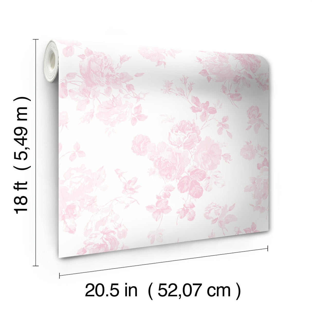 Everblooming Rosettes Faded Primrose Peel & Stick Wallpaper with Whimsical Botanical Floral Pattern - NuWallpaper LFS5016