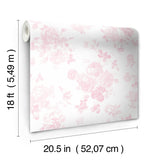 Everblooming Rosettes Faded Primrose Peel & Stick Wallpaper with Whimsical Botanical Floral Pattern - NuWallpaper LFS5016