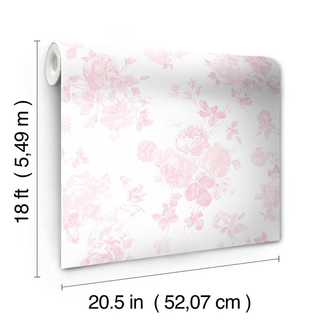Everblooming Rosettes Faded Primrose Peel & Stick Wallpaper with Whimsical Botanical Floral Pattern - NuWallpaper LFS5016