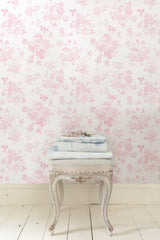 Everblooming Rosettes Faded Primrose Peel & Stick Wallpaper with Whimsical Botanical Floral Pattern - NuWallpaper LFS5016