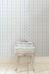 Dreamy Days Sweet Blue Peel & Stick Wallpaper with Vintage Floral Stripe - LFS6112