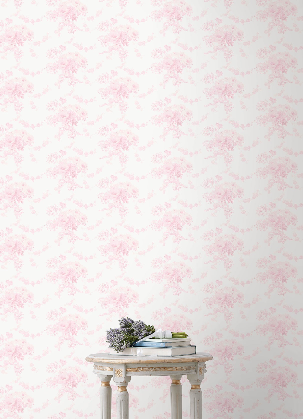 Champagne Harbor Pink Dream Peel and Stick Wallpaper by NuWallpaper LoveShackFancy Vintage Romantic Botanical Rose Bouquet Floral Roll - LFS6433