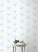 Champagne Harbor Powdered Blue by NuWallpaper LoveShackFancy Vintage Botanical Floral Rose Bouquet Garland Peel & Stick Wallpaper - LFS6434