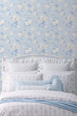 Everblooming Rosettes Whisper Blue by NuWallpaper LoveShackFancy Vintage Cabbage Rose Bouquets Peel and Stick Wallpaper - LFS6490