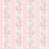 Blooming Heirloom Strawberry Macaron Rose Stripe Peel and Stick Wallpaper by NuWallpaper LFS6491
