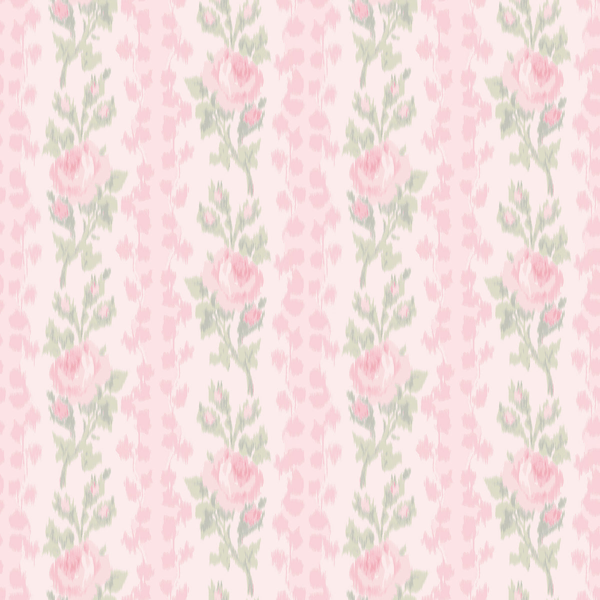 Blooming Heirloom Strawberry Macaron Rose Stripe Peel and Stick Wallpaper by NuWallpaper LFS6491